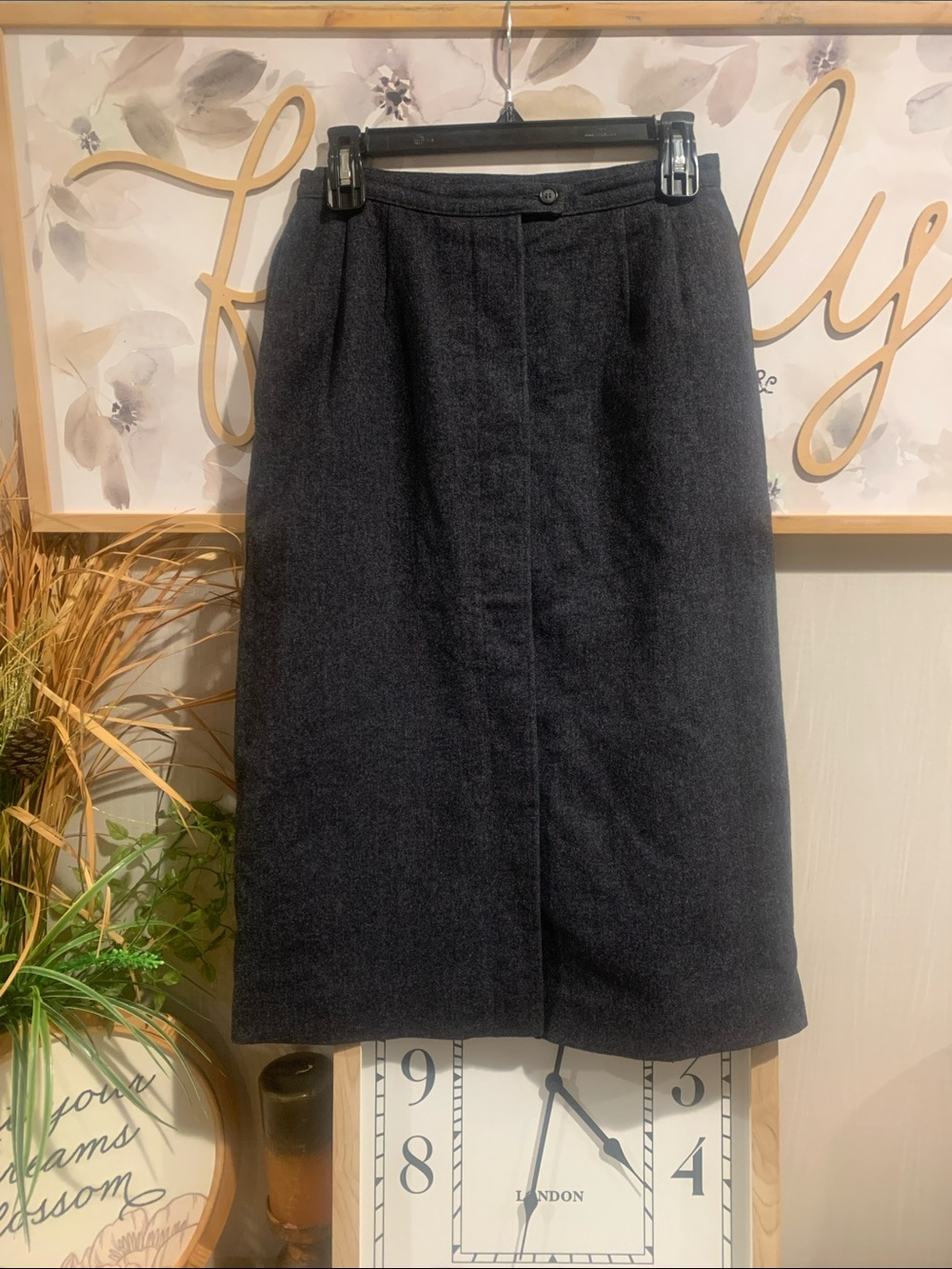 Pendleton Charcoal Wool Pencil Skirt